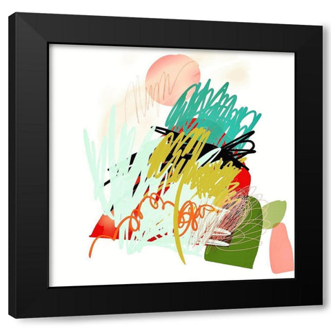 Happy Hills Black Modern Wood Framed Art Print by Christine, Niya