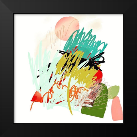 Happy Hills Black Modern Wood Framed Art Print by Christine, Niya