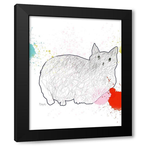Kitty in Repose Black Modern Wood Framed Art Print by Christine, Niya
