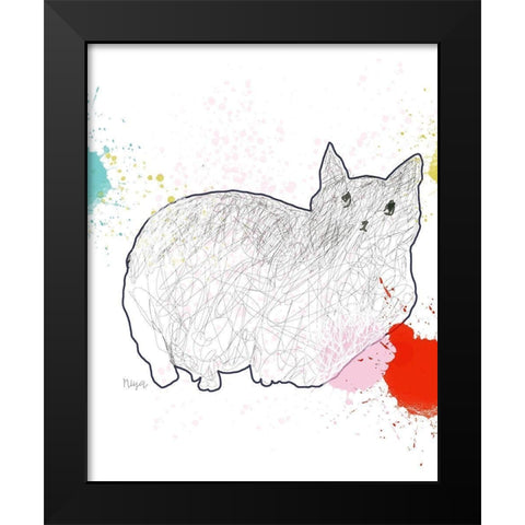 Kitty in Repose Black Modern Wood Framed Art Print by Christine, Niya