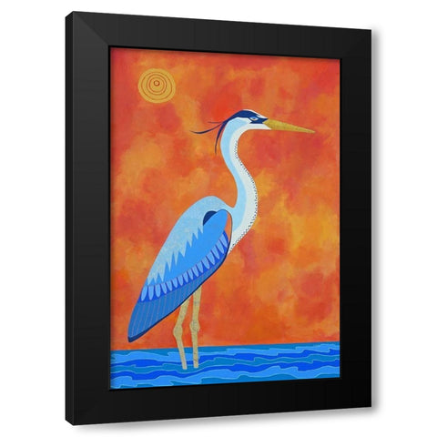 Blue Heron Black Modern Wood Framed Art Print with Double Matting by Craig, Casey