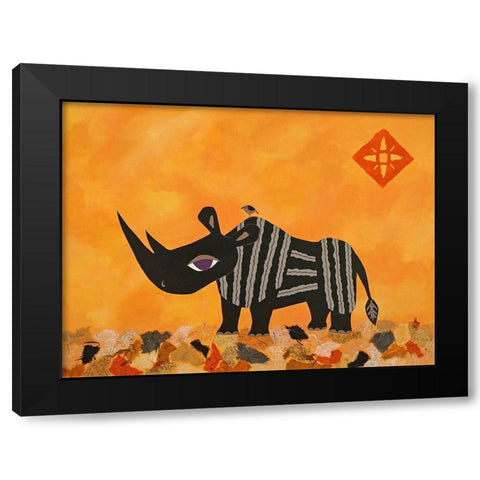 Rhino with Summer Sky Black Modern Wood Framed Art Print with Double Matting by Craig, Casey