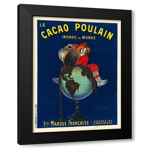 Le cacao Poulain inonde le monde, 1911 Black Modern Wood Framed Art Print by Cappiello, Leonetto