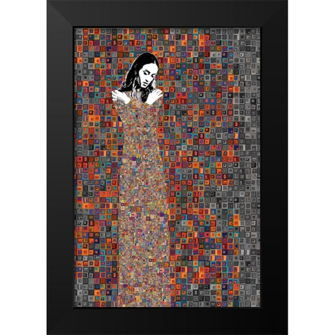 El Abrazo Black Modern Wood Framed Art Print by Cacho, Jose