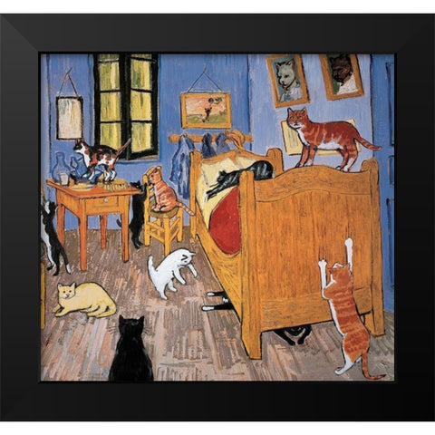 Van Gogh Arles Cat Black Modern Wood Framed Art Print by Chameleon Design, Inc.
