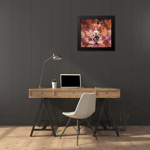Monet Cat Black Modern Wood Framed Art Print by Chameleon Design, Inc.