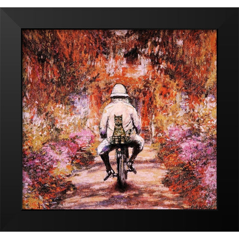 Monet Cat Black Modern Wood Framed Art Print by Chameleon Design, Inc.