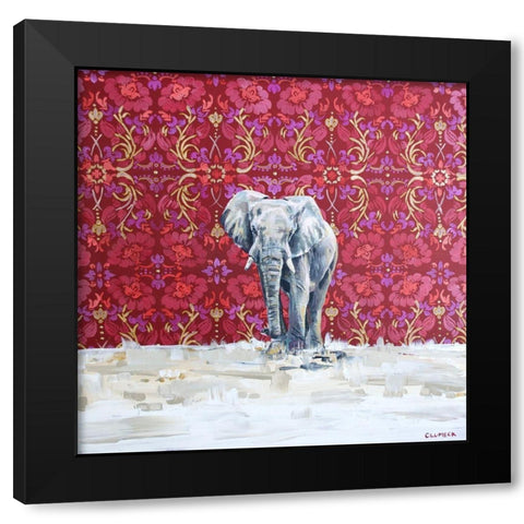 Elephant Black Modern Wood Framed Art Print with Double Matting by Clumeck, Alana