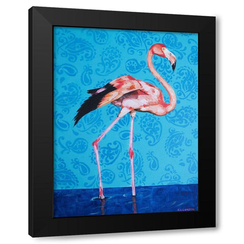 Flamingo Black Modern Wood Framed Art Print with Double Matting by Clumeck, Alana