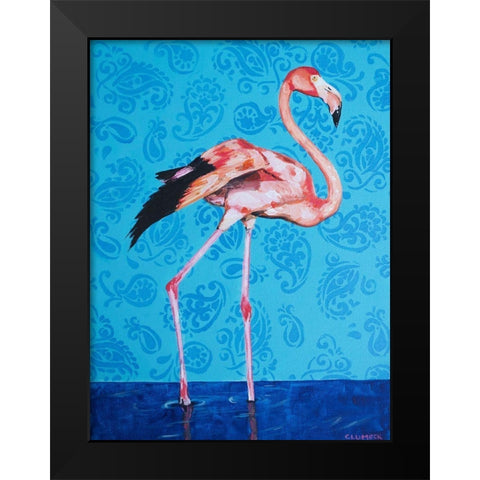 Flamingo Black Modern Wood Framed Art Print by Clumeck, Alana