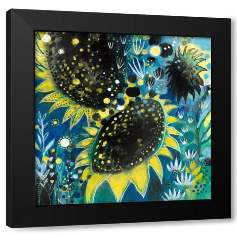 Sunflower Kisses Black Modern Wood Framed Art Print with Double Matting by Capri, Corina