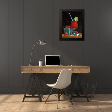 Strawberry Daquiri Black Modern Wood Framed Art Print by Casey, Todd M.