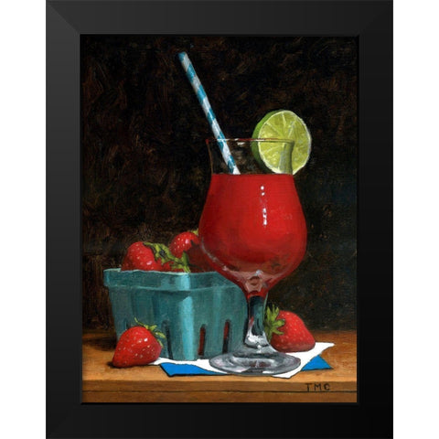Strawberry Daquiri Black Modern Wood Framed Art Print by Casey, Todd M.