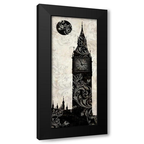 Moon over London Black Modern Wood Framed Art Print by Color Bakery
