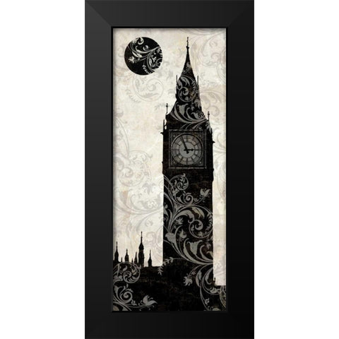 Moon over London Black Modern Wood Framed Art Print by Color Bakery