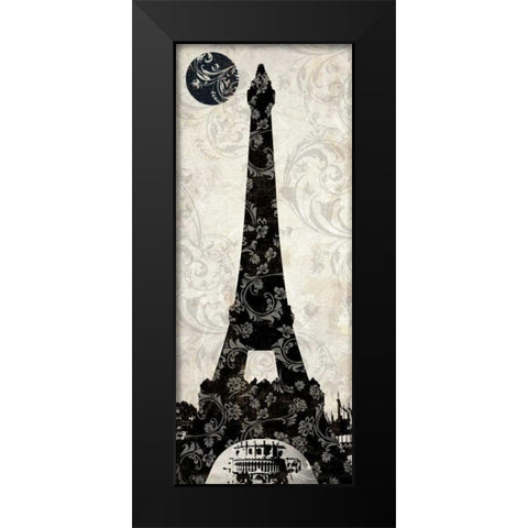 Moon over Paris Black Modern Wood Framed Art Print by Color Bakery