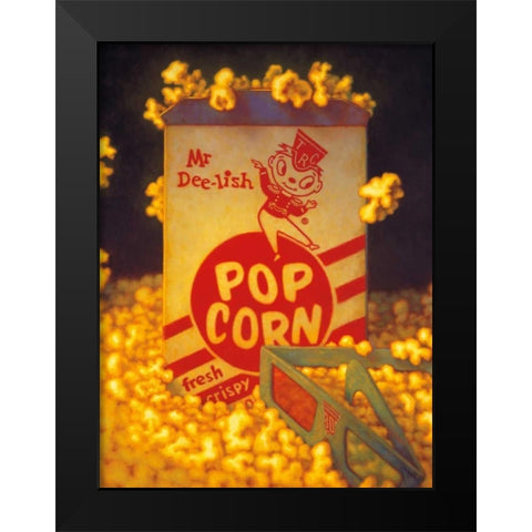 3D Popcorn Black Modern Wood Framed Art Print by Colletta, TR