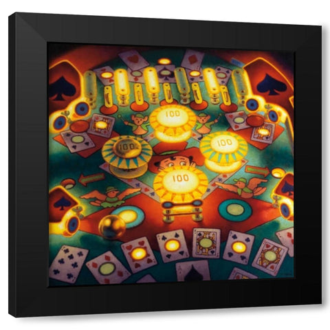 Hi Lo Pin Ball Black Modern Wood Framed Art Print by Colletta, TR