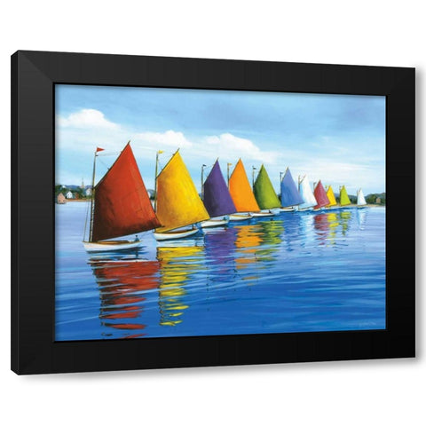 Rainbow Cats Black Modern Wood Framed Art Print by Caldwell Fisher, Sally