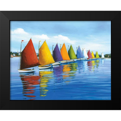 Rainbow Cats Black Modern Wood Framed Art Print by Caldwell Fisher, Sally