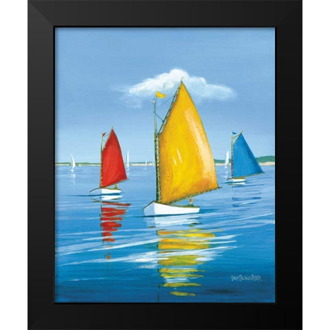 Newport Regatta Black Modern Wood Framed Art Print by Caldwell Fisher, Sally