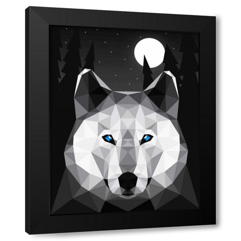 Tundra Wolf Black Modern Wood Framed Art Print by Davies Babies