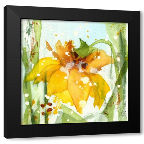 Daffodil Black Modern Wood Framed Art Print by Derman, Dawn