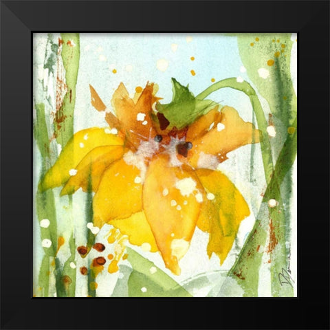 Daffodil Black Modern Wood Framed Art Print by Derman, Dawn