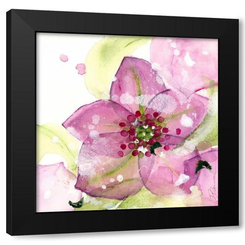Pink Flower in the Snow Black Modern Wood Framed Art Print with Double Matting by Derman, Dawn