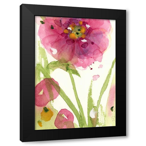 Pink Wildflower Black Modern Wood Framed Art Print by Derman, Dawn