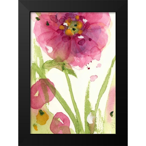 Pink Wildflower Black Modern Wood Framed Art Print by Derman, Dawn