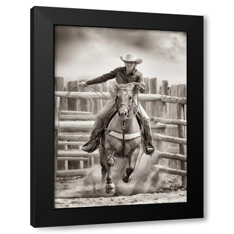 Ride â€˜Em Cowgirl Black Modern Wood Framed Art Print by Dearing, Lisa