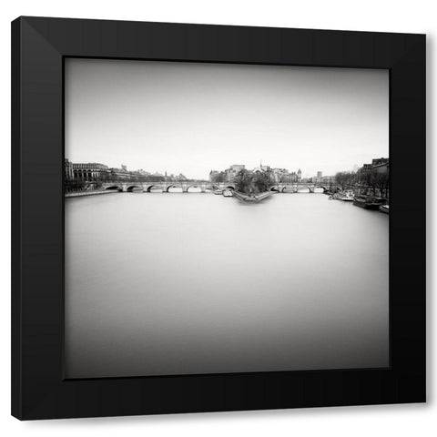 Ile de la Cite Black Modern Wood Framed Art Print with Double Matting by Dragt, Wilco
