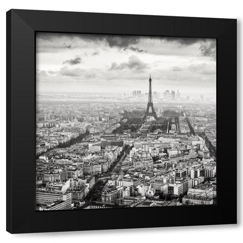 La Tour Eiffel et La Defense Black Modern Wood Framed Art Print by Dragt, Wilco