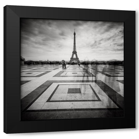 Tourists Black Modern Wood Framed Art Print by Dragt, Wilco