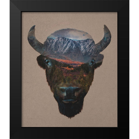 Bison Peak Black Modern Wood Framed Art Print by Davies Babies
