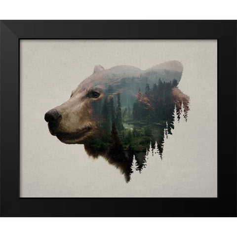 Pacific Northwest Black Bear Black Modern Wood Framed Art Print by Davies Babies