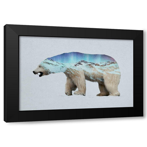 The Arctic Polar Bear Black Modern Wood Framed Art Print with Double Matting by Davies Babies