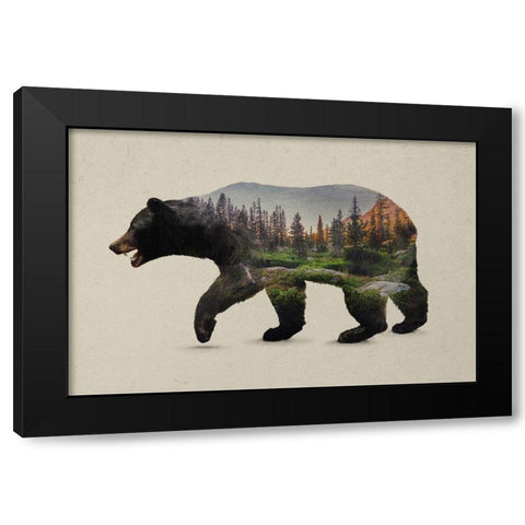 The North American Black Bear Black Modern Wood Framed Art Print by Davies Babies