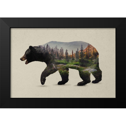 The North American Black Bear Black Modern Wood Framed Art Print by Davies Babies