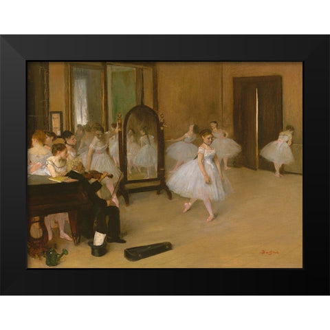 The Dancing Class Black Modern Wood Framed Art Print by Degas, Edgar