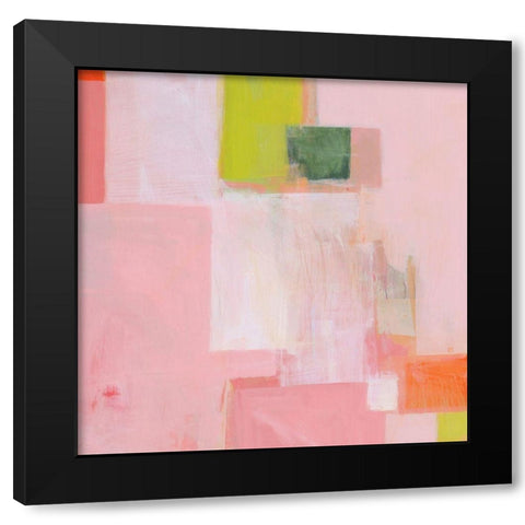 Pink Squares Black Modern Wood Framed Art Print by Donoho, Melissa