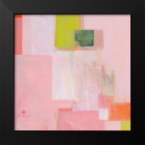 Pink Squares Black Modern Wood Framed Art Print by Donoho, Melissa