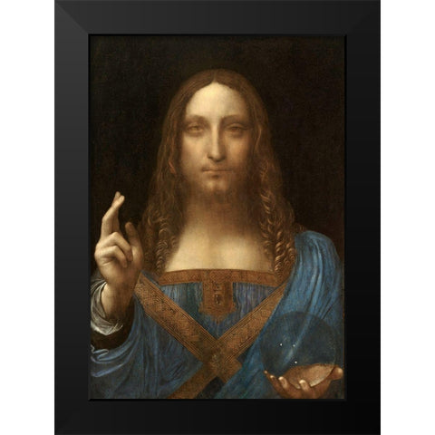 Salvator Mundi Black Modern Wood Framed Art Print by Da Vinci, Leonardo