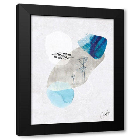 Indigo Blossom No. 2 Black Modern Wood Framed Art Print with Double Matting by Duncan-He, Louis