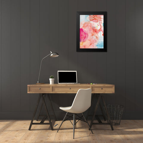 Abstract Turquoise Pink No. 1 Black Modern Wood Framed Art Print by Duncan-He, Louis