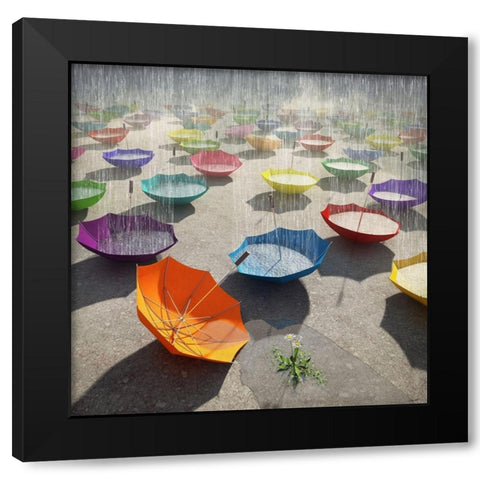 Downpour Black Modern Wood Framed Art Print with Double Matting by Decker, Cynthia