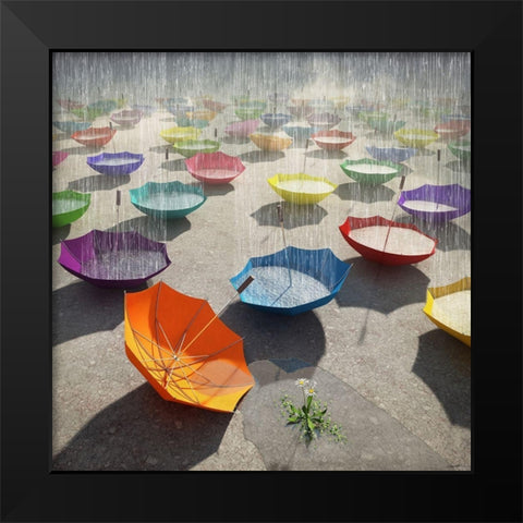 Downpour Black Modern Wood Framed Art Print by Decker, Cynthia