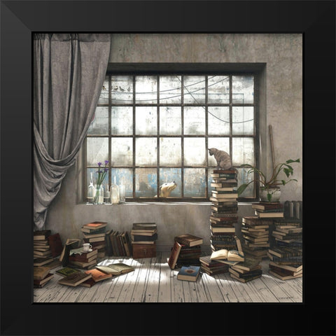 Introvert Black Modern Wood Framed Art Print by Decker, Cynthia