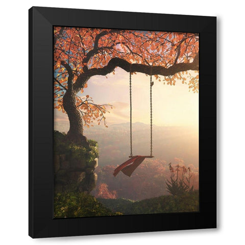 Tree Swing Black Modern Wood Framed Art Print with Double Matting by Decker, Cynthia